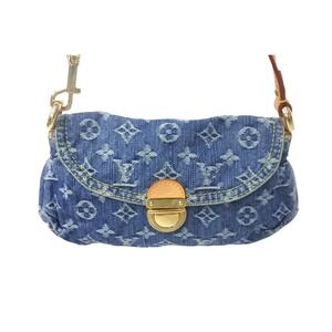 Louis Vuitton Shoulder Hobo Monogram Pleaty handbag blue denim leather One